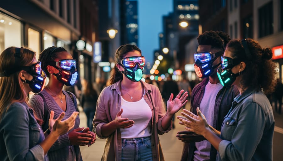Face mask with LED lights and 3D interactive design elements